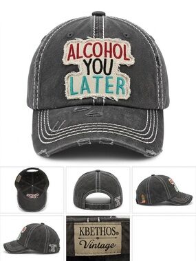 KBETHOS Black 'Alcohol You Later' Patch Cap